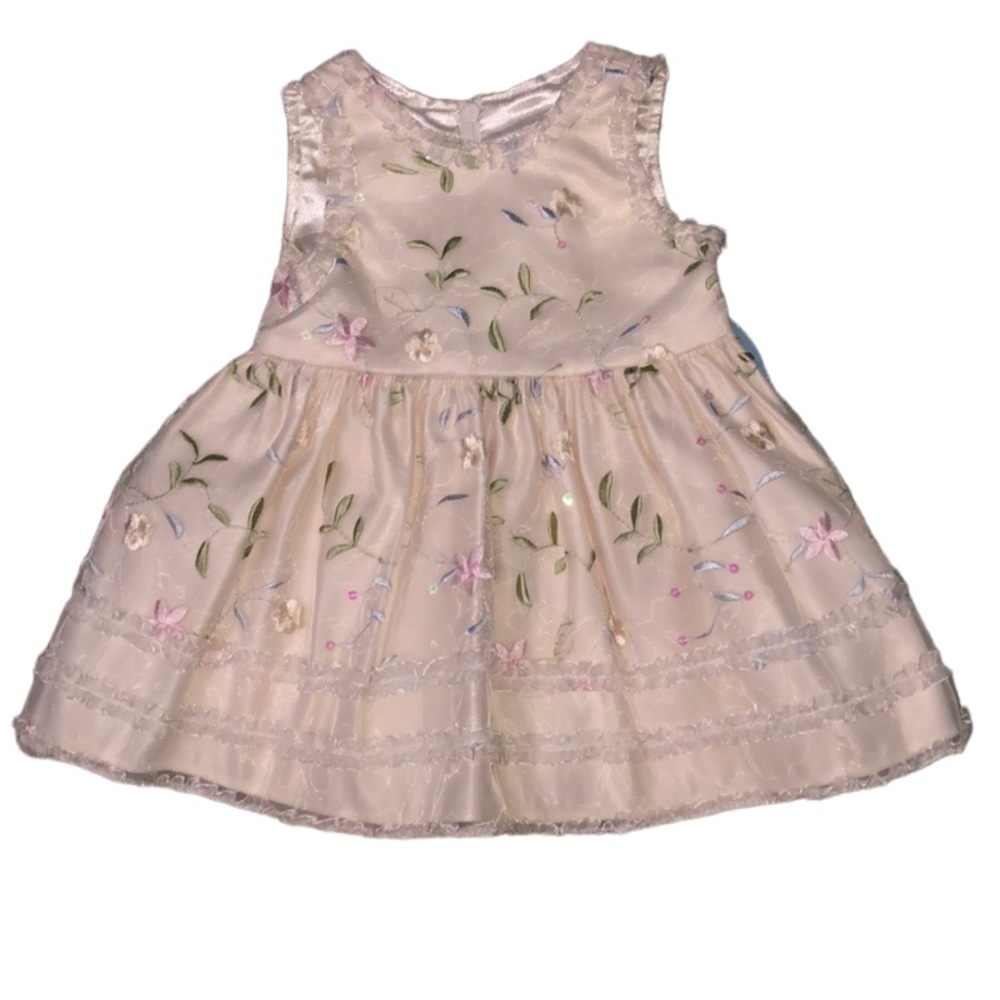 American Princess infant girls sequins lace floral sleeveless dress